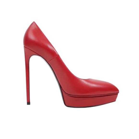 SAINT LAURENT
Red Pebbled Leather Janis Pumps Size - Picture 1 of 12
